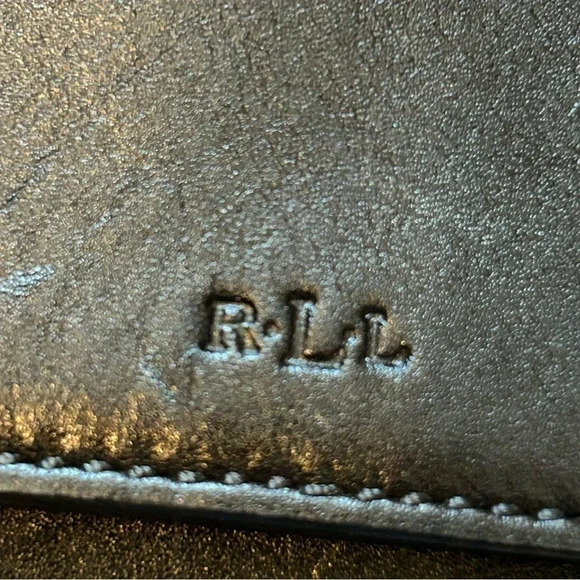 Lauren Ralph Lauren Bexley‎ Heath Medium Messenger Black W/Brown Strap & Buckles - Picture 4 of 13